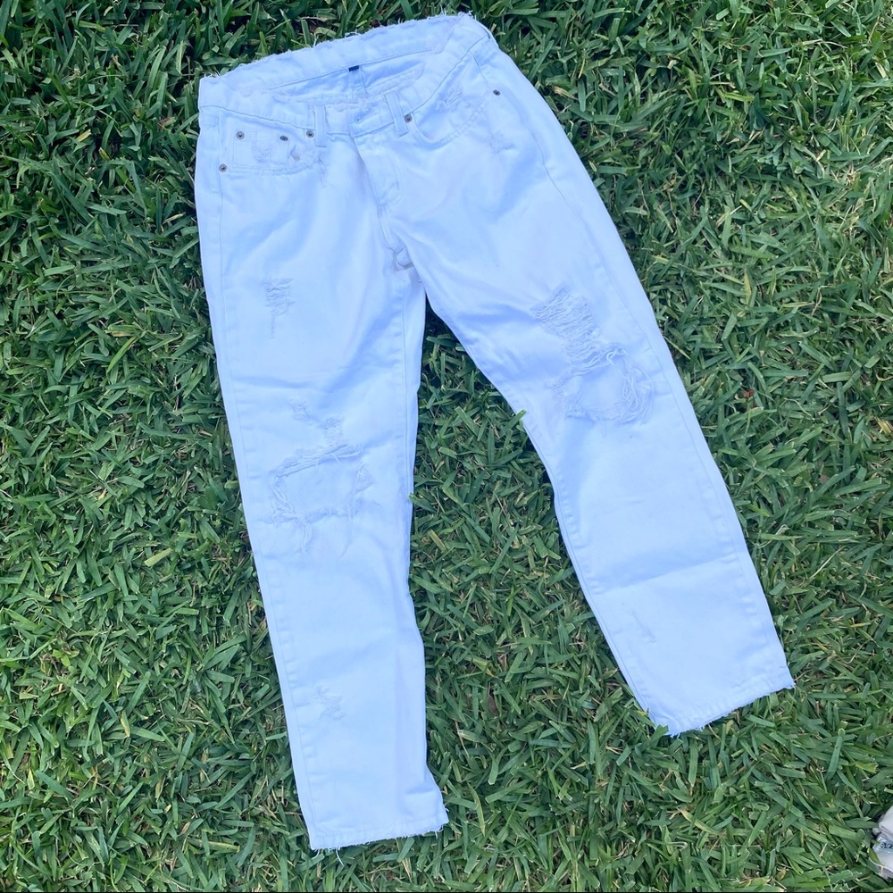 White Carmar Distressed Boyfriend Jeans